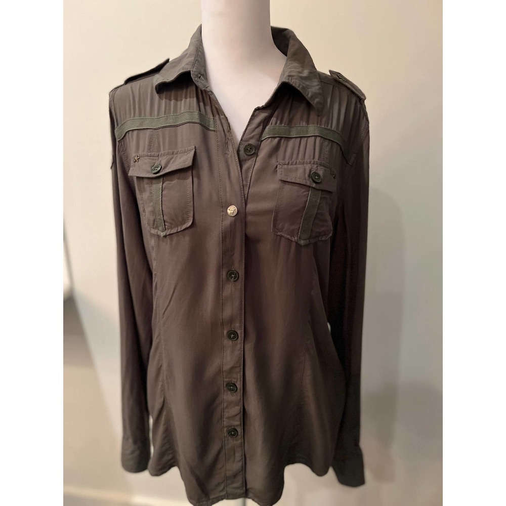 Harley-Davidson Olive Green Button-Down Military Style Shirt